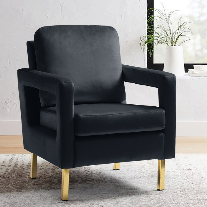 Clayne Velvet Armchair Etta Avenue™ Fabric: Black Velvet