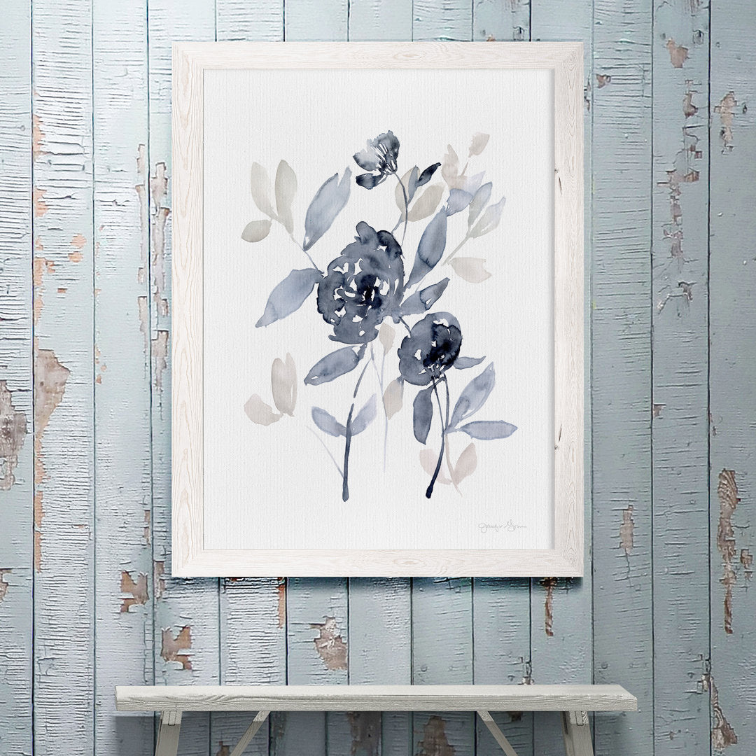 Peonies In Gray I' - Picture Frame Print on Glass Winston Porter Size: 32" H x 44" W x 1.25" D Format: Framed White Canvas