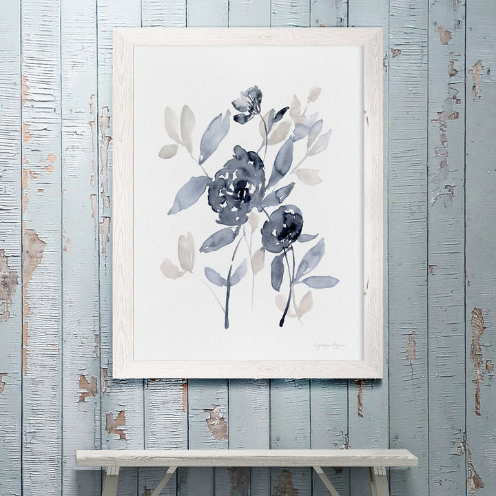 Peonies In Gray I' - Picture Frame Print on Glass Winston Porter Size: 32" H x 44" W x 1.25" D Format: Framed White Canvas