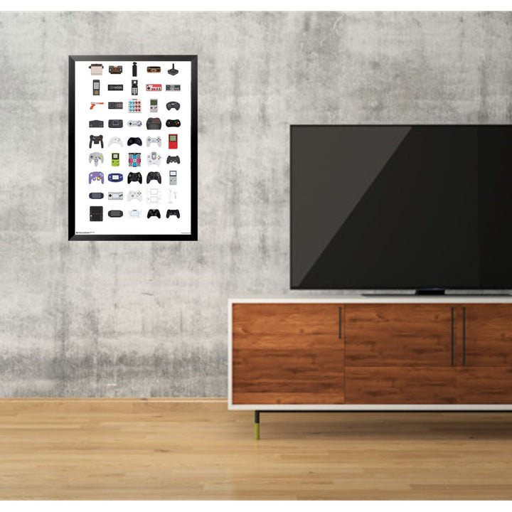 45 Video Game Controllers Gaming Gamer - Graphic Art Print Buy Art For Less Size: 38.5" H x 26.5" W x 1" D Format: Black Framed Paper