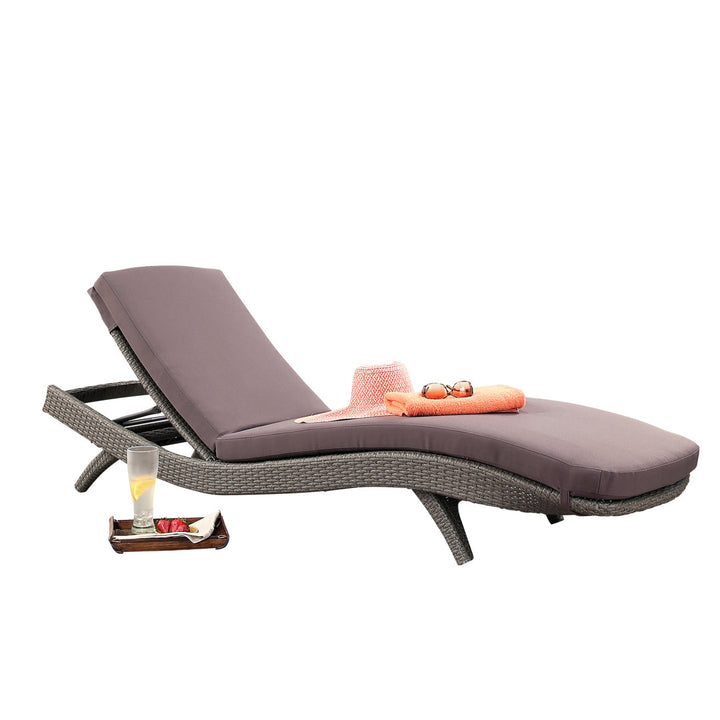 Cleghorn 79" Long Reclining Single Chaise Sunbrella with Cushion Ivy Bronx Color: Seal Gray