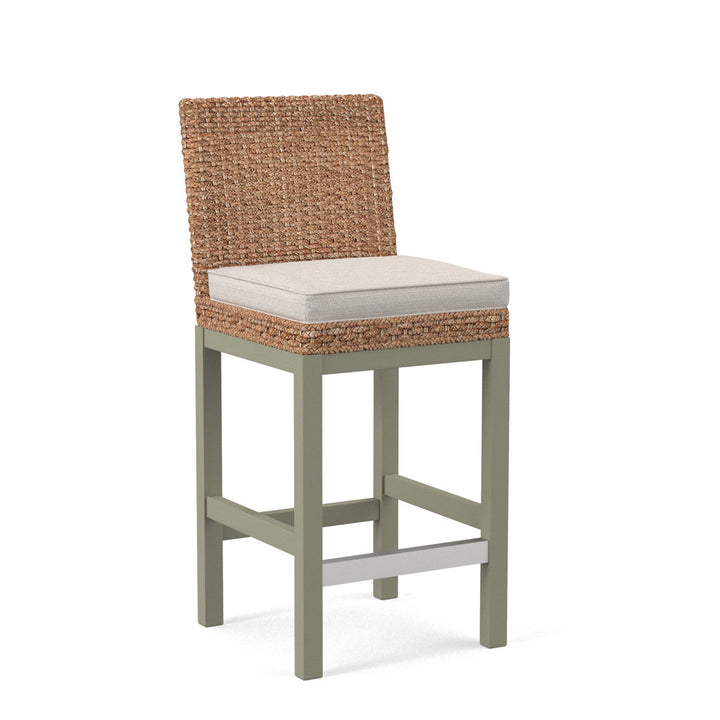Seagrass Top Counter Stool Braxton Culler Leg Color: Greystone Finish Body Fabric: Lapis Plaid; 0126-63