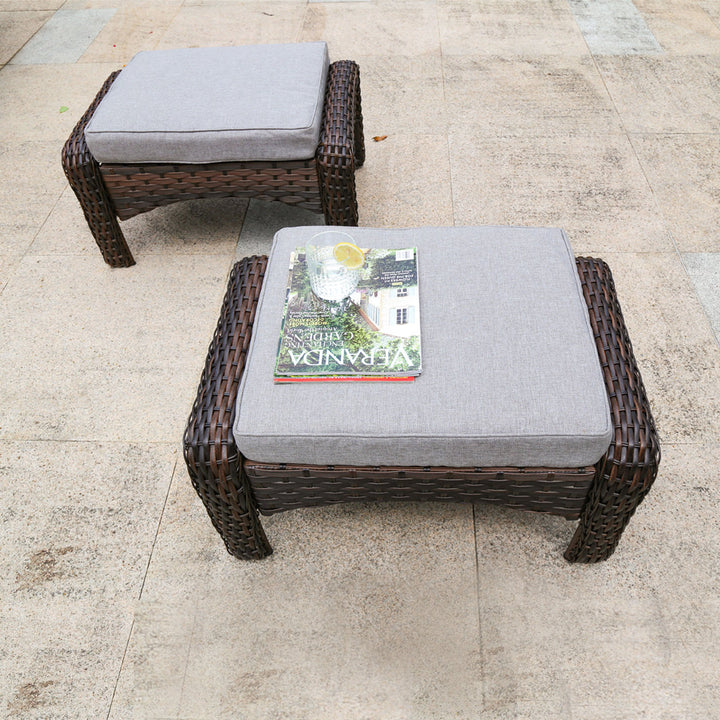 Alejah 4 Piece Rattan Sofa Seating Group with Cushions Lark Manor™ Ottoman Included: Yes