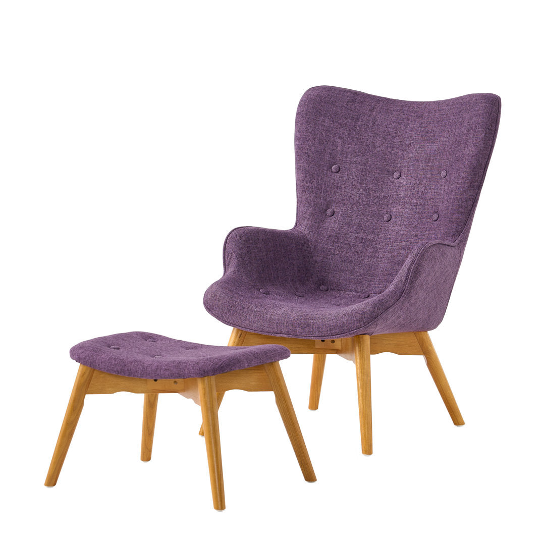 Dayon 68.58Cm Wide Tufted Polyester Lounge Chair and Ottoman George Oliver Fabric: Purple  Polyester Blend