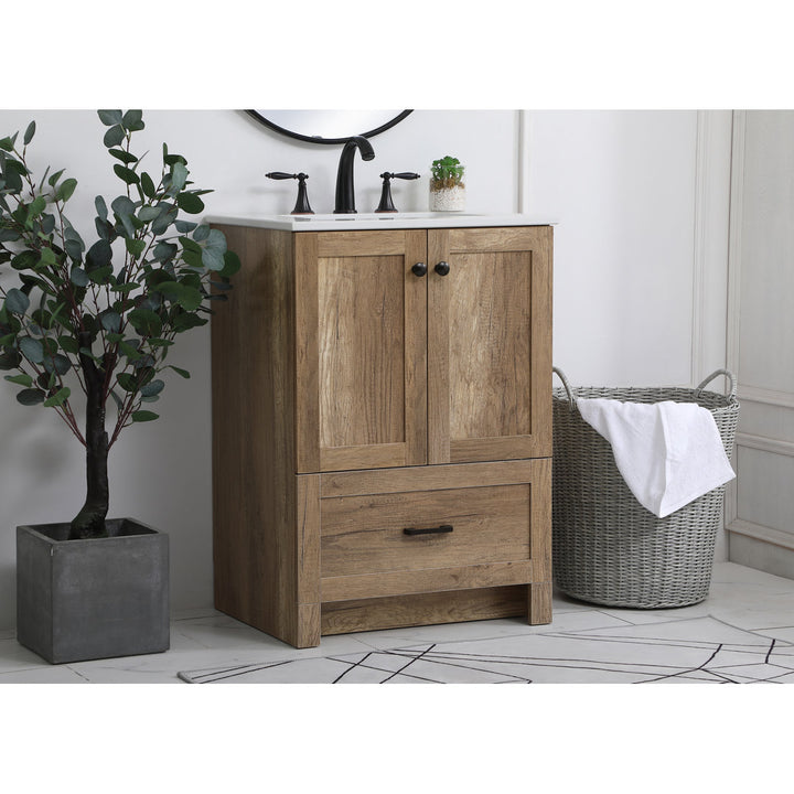 Ahmed 24" D x 19'' D x 34'' H Single Bathroom Vanity Sand & Stable™ Base Finish: Natural Oak