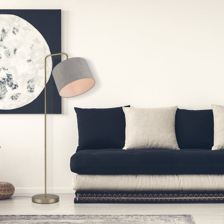 Chattahoochee 58" Arched Floor Lamp Ebern Designs Base Finish: Brass