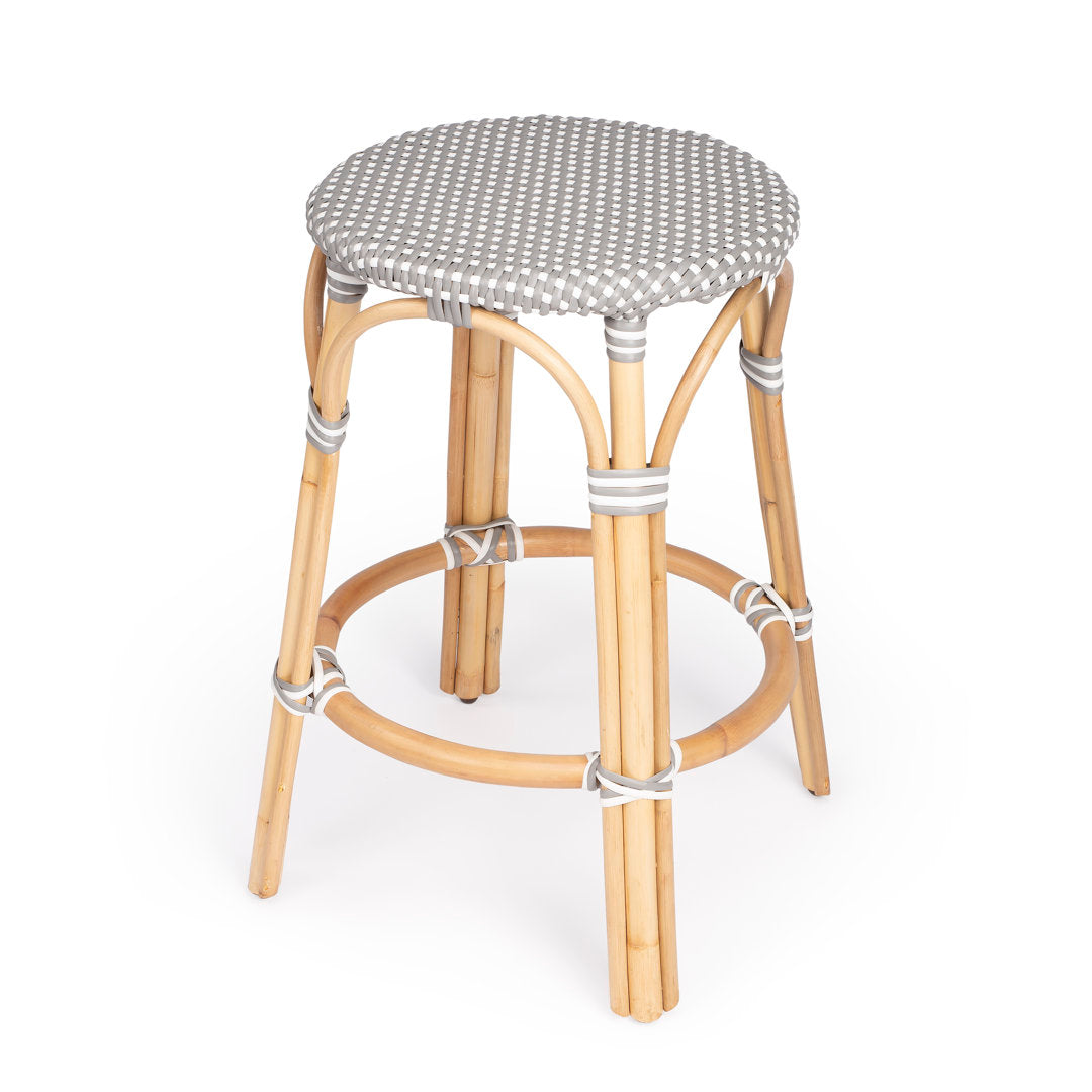 Alastair Bar & Counter Stool Birch Lane™ Color: Gray/White Dot/Natural Rattan Frame Seat Height: Counter Stool (24" Seat Height)
