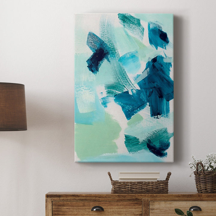 Teal Composition II - Wrapped Canvas Print Ivy Bronx Size: 27" H x 18" W x 1" D