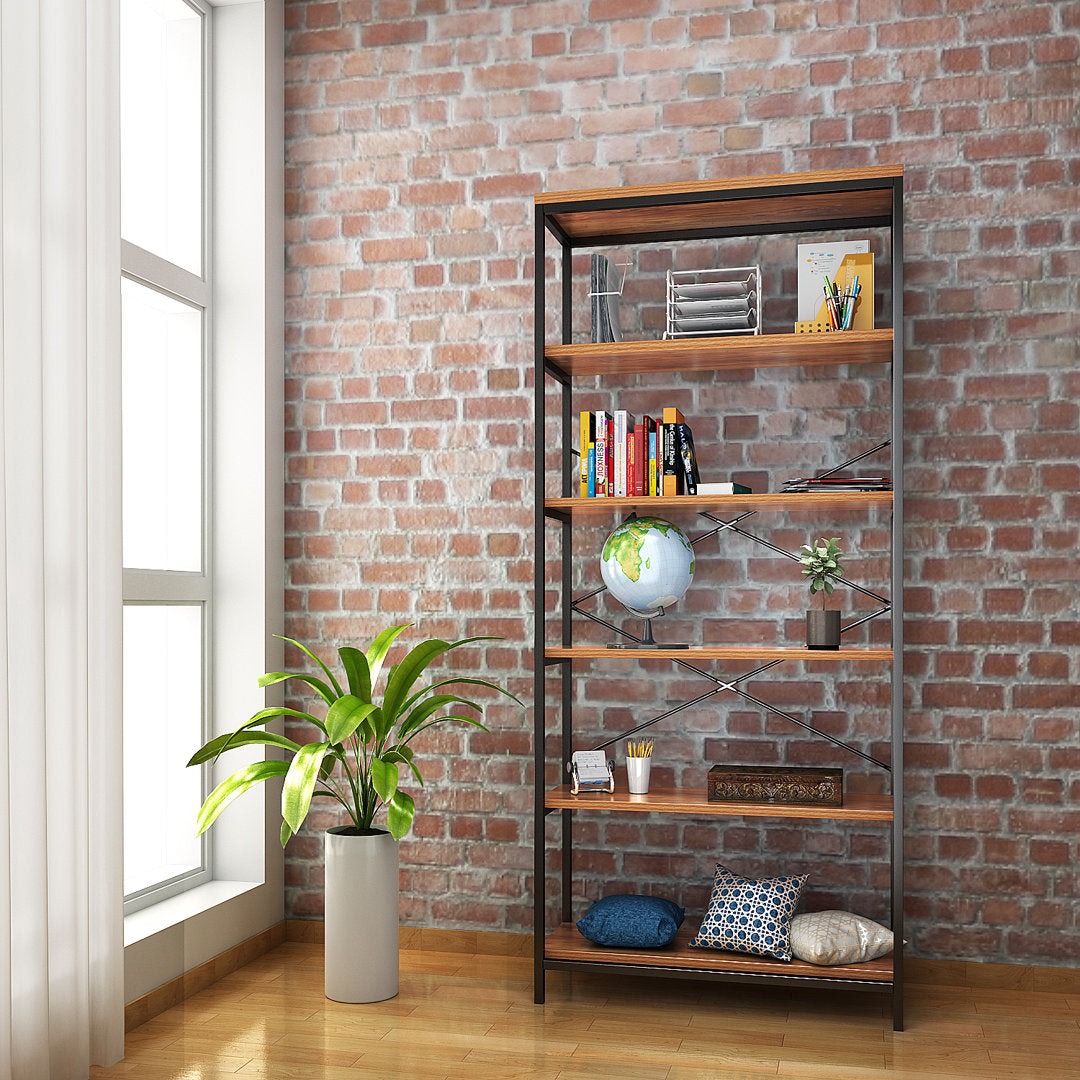 Aidann 70.9'' H X 31.6'' W Iron Standard Bookcase 17 Stories