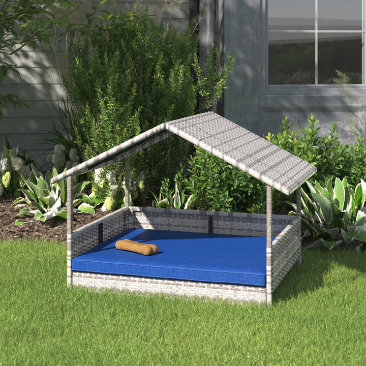 Lininger Wicker Dog House Three Posts™ Size: 27.5" H x 37.5" W x 27.25" D Finish: Blue