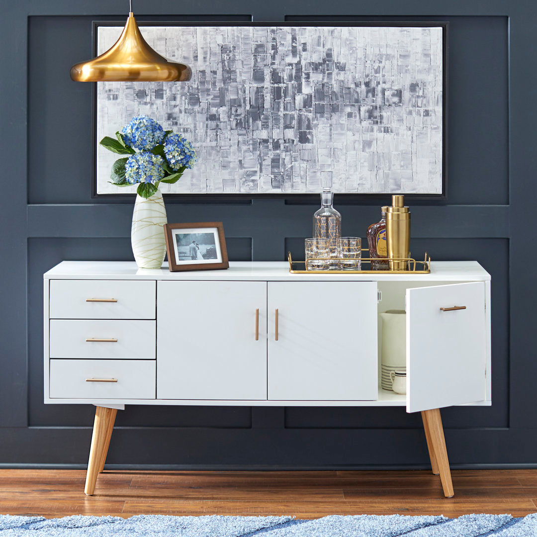 Hoai 56" Wide 3 Drawer Sideboard Wrought Studio™ Color: White