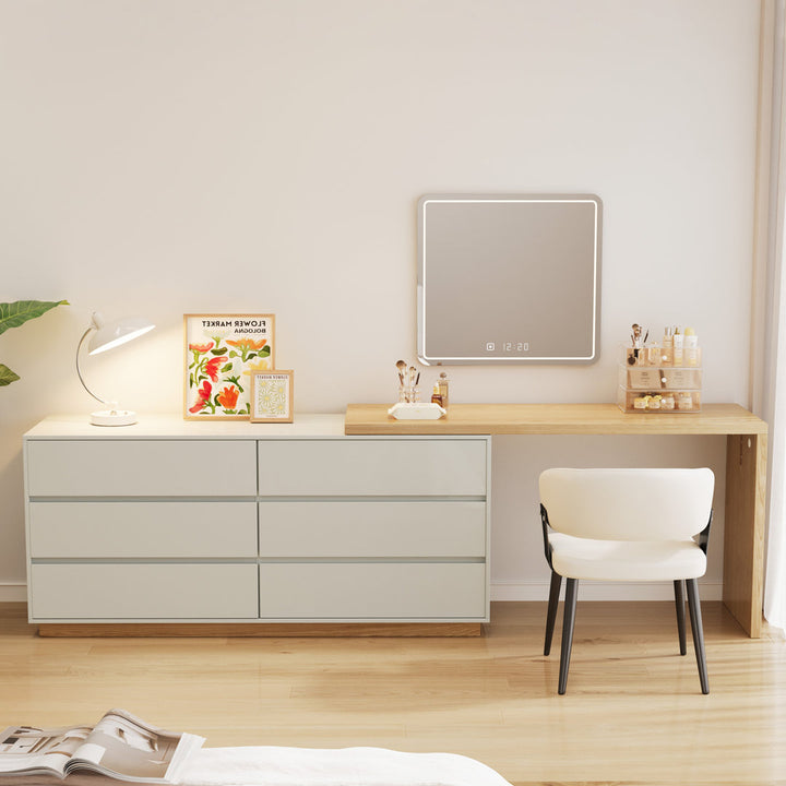 Berek Vanity Extendable Vanity Table with 6 Drawers Modern Home Office Desk Latitude Run®