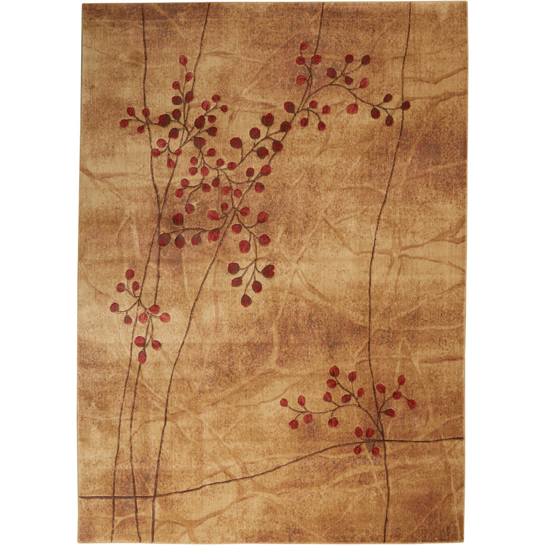 Arnim Floral Taupe/Beige/Red Area Rug Lark Manor™ Rug Size: Rectangle 5'3" x 7'5"