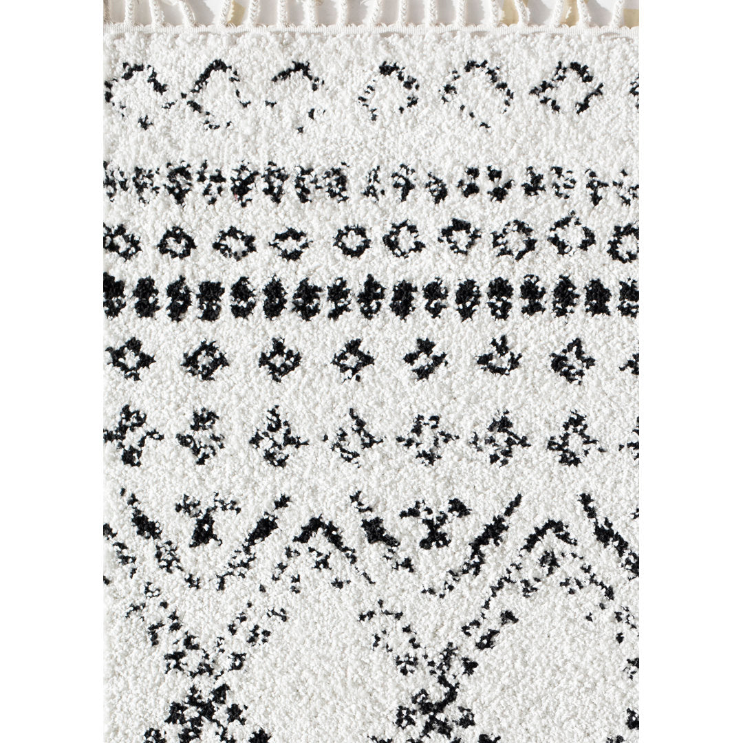 Mason Shag Tribal Whisper White Area Rug CosmoLiving by Cosmopolitan Rug Size: Runner 2'2" x 8'
