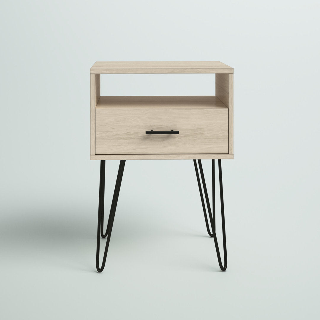 Adrow 1-Drawer Nightstand with Cubby Wade Logan® Color: Birch