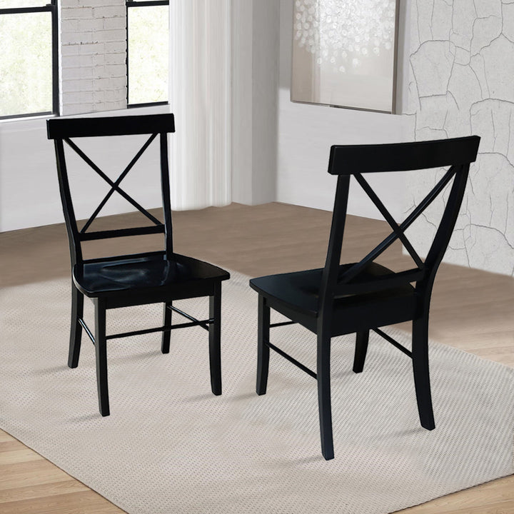 Solid Wood Cross Back Side Chair (Set of 2) August Grove® Color: Black
