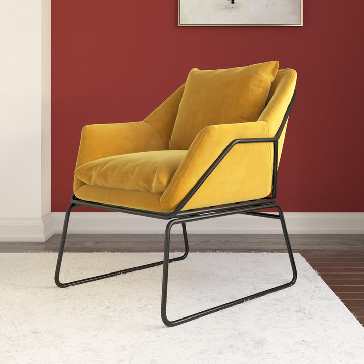 Alivia 67.31Cm Wide Velvet Armchair Novogratz Fabric: Mustard Yellow Velvet