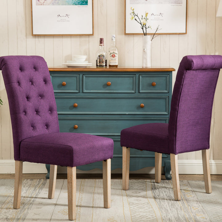 Charlotte Tufted Upholstered Parsons Chair (Set of 2) Red Barrel Studio® Upholstery Color: Purple