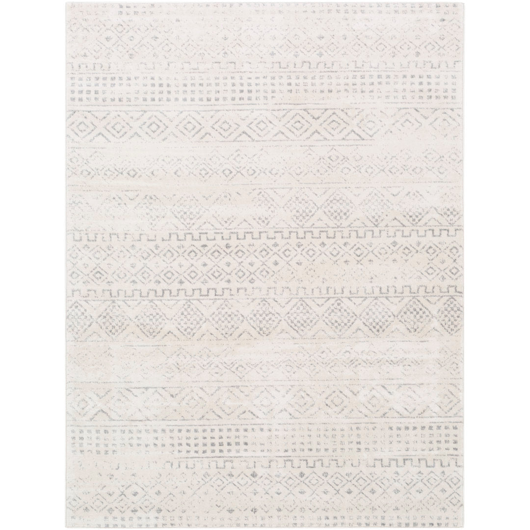 Herrod Machine Woven Gray/Ivory Area Rug Zipcode Design™ Rug Size: Rectangle 6'7" x 9'