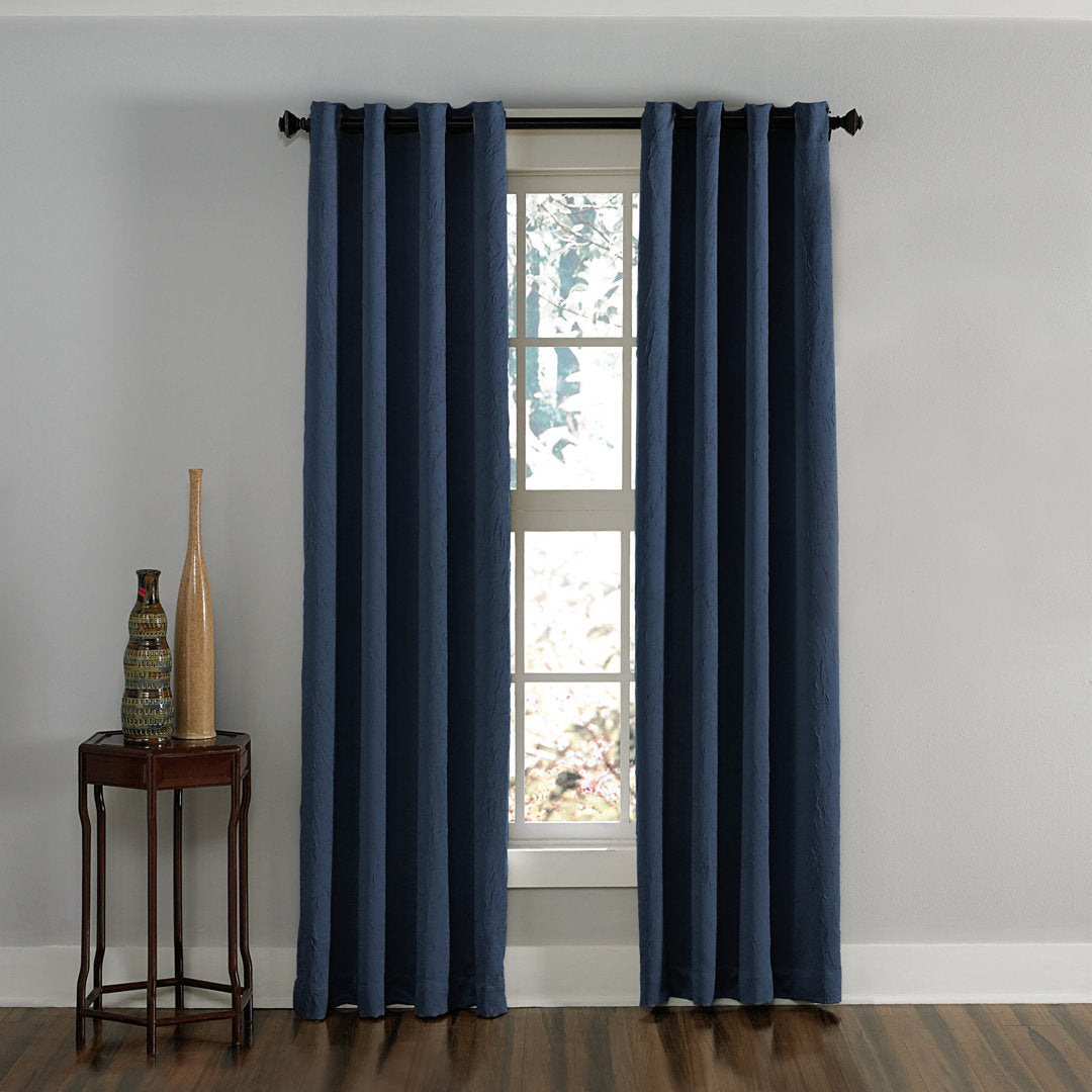 Curtainworks Manzano Solid Color Room Darkening Grommet Curtain Panel Charlton Home® Curtain Color: Navy Size per Panel: 50" W x 108" L