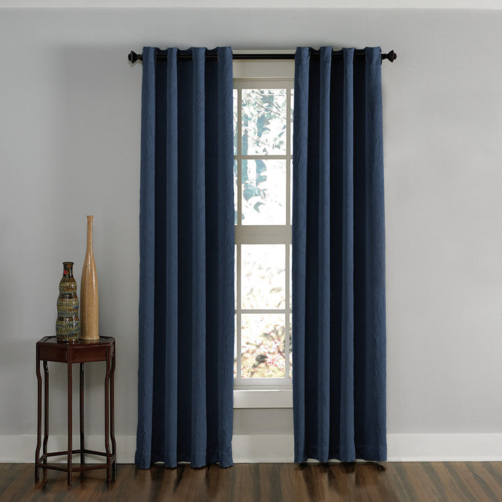 Curtainworks Manzano Solid Color Room Darkening Grommet Curtain Panel Charlton Home® Curtain Color: Navy Size per Panel: 50" W x 108" L