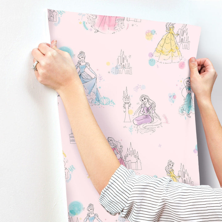 Disney Princess Pretty Elegant 33' L x 20.5" W Wallpaper Roll York Wallcoverings Color: Pink