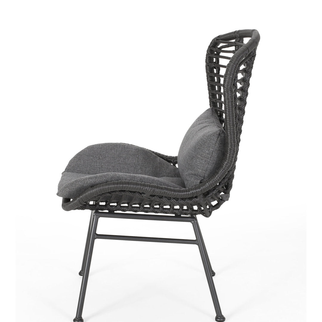 Frazer Patio Chair with Cushions (Set of 2) Mistana™ Frame Color: Gray Frame, Cushion Color: Dark Gray
