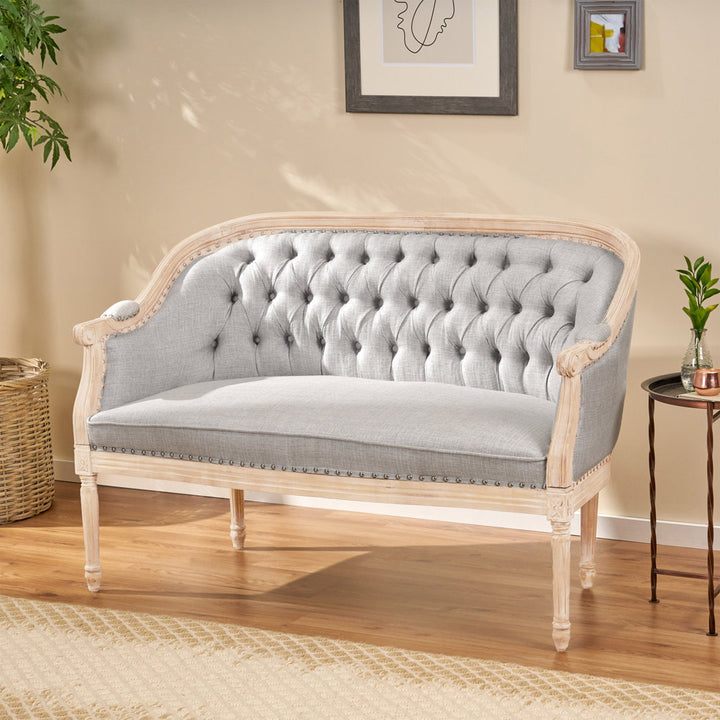 Atenea 49.5'' Upholstered & Birch Wood Loveseat August Grove® Upholstery Color: Light Gray
