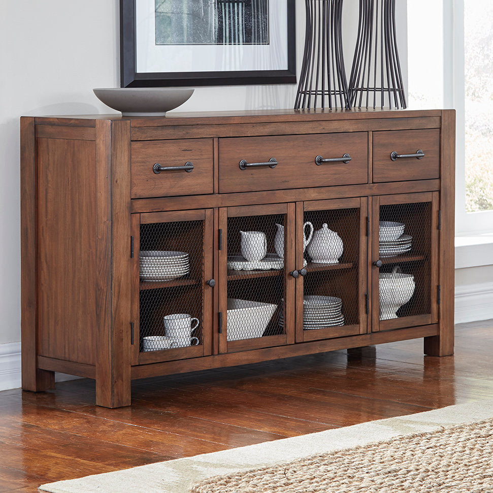 Trevion 3-drawer 60-inch Solid Wood Sideboard Mistana™ Color: Dark Brown