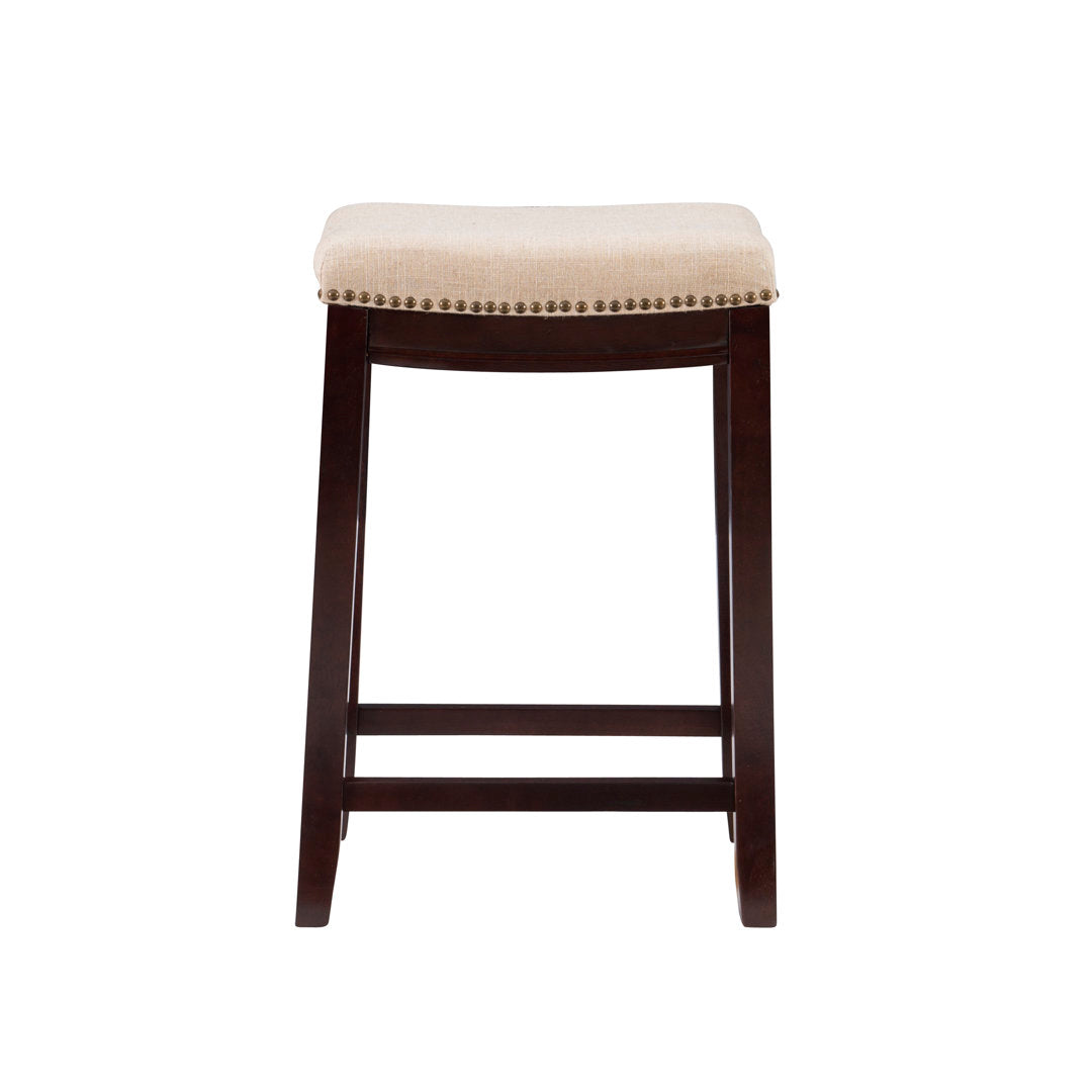 Arlyce Counter & Bar Solid Wood Backless Stool with Upholstered Seat Lark Manor™ Seat Height: Counter Stool (26.5" Seat Height)