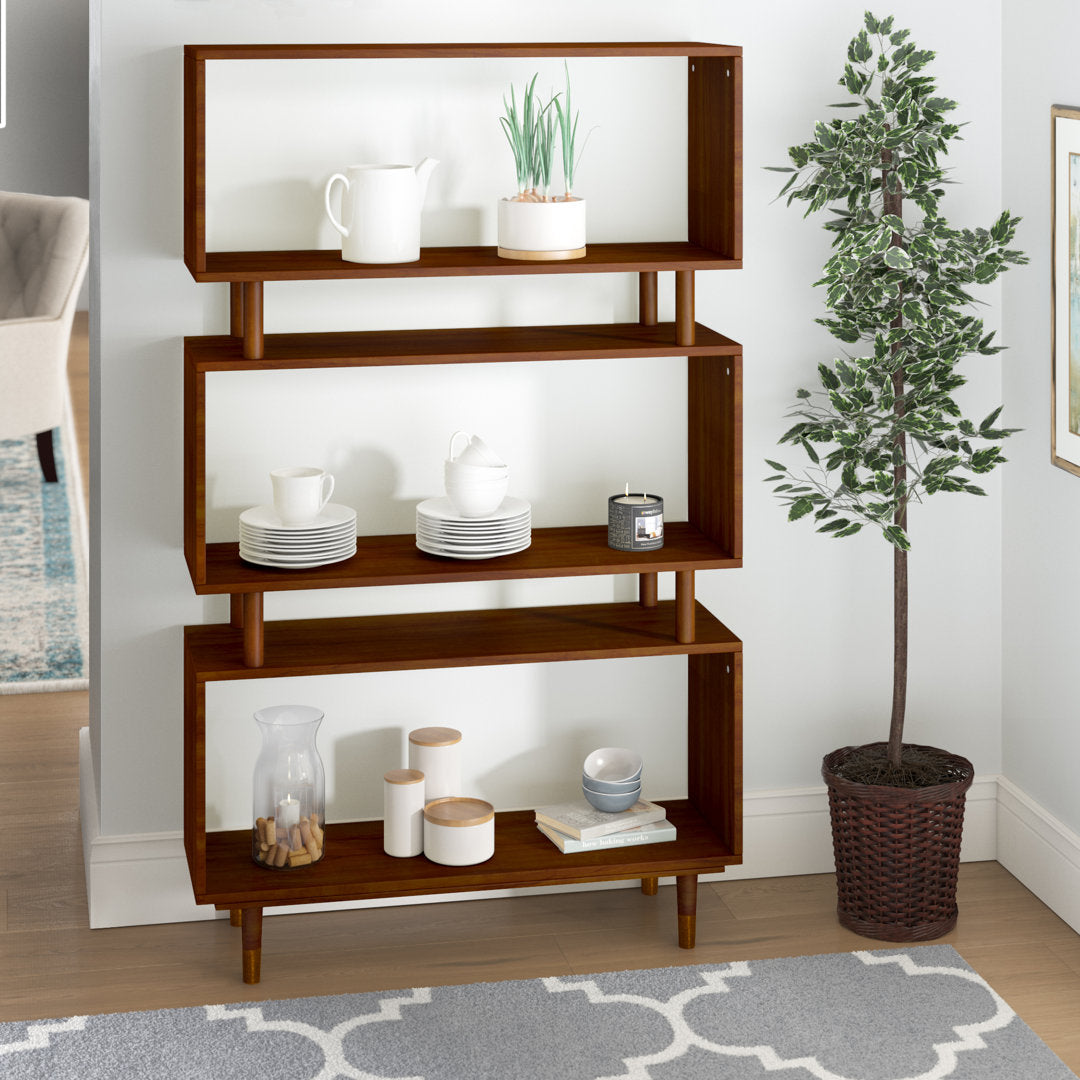 Camylle Standard Bookcase Everly Quinn Color: Walnut/Gold