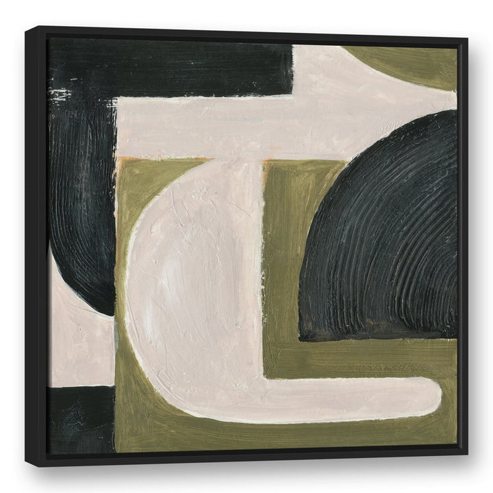 Abstract with Green - Painting on Canvas Ivy Bronx Size: 31.75" H x 31.75" W x 1.75" D Format: Black Floater Frame Canvas
