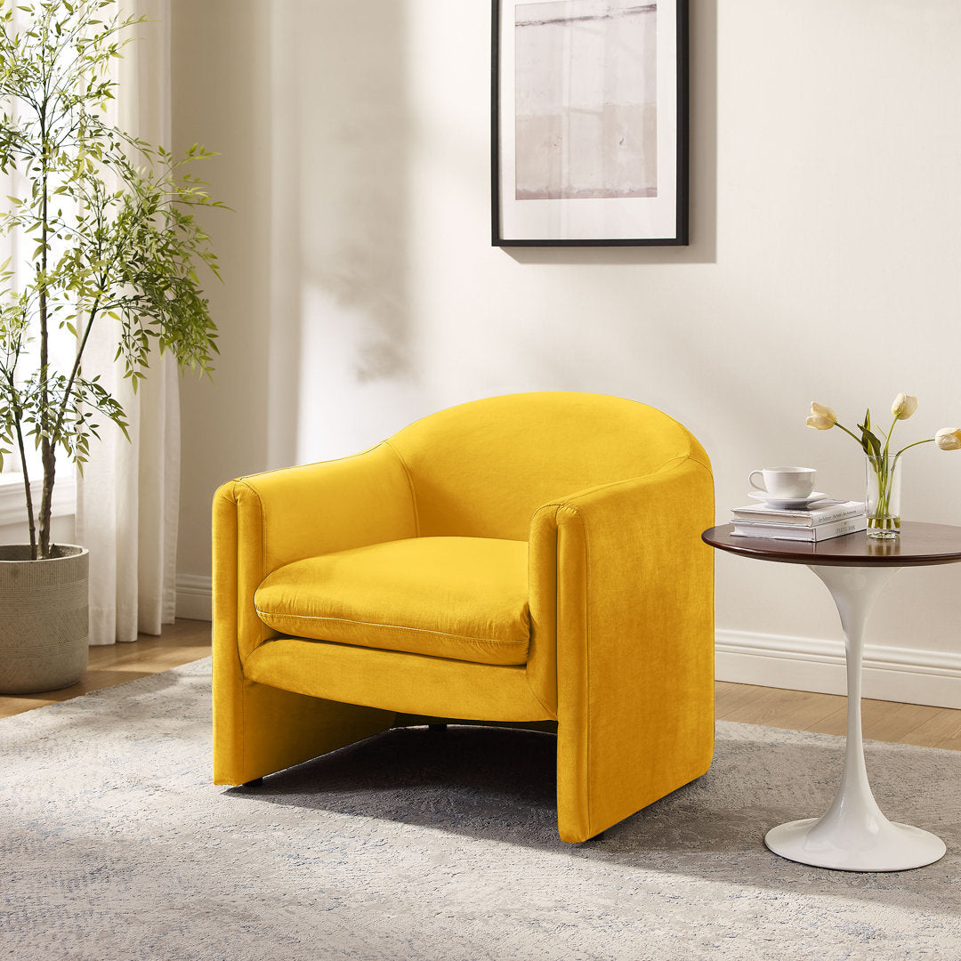 Daiona 31.2 inches Wide Armchair Accent Chair Ivy Bronx Fabric: Yellow Velvet