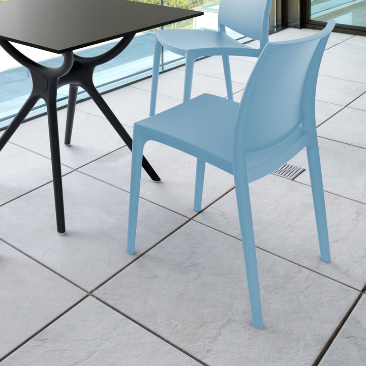 Burt Stacking Patio Dining Side Chair (Set of 2) AllModern Color: Light Blue