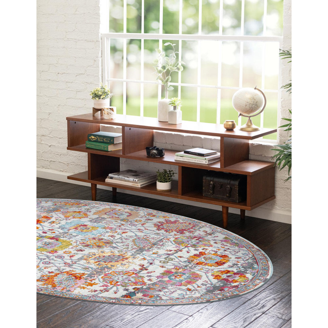 Haefner  Floral Orange/Gray/Blue Area Rug Langley Street® Rug Size: Oval 5'5" x 8'