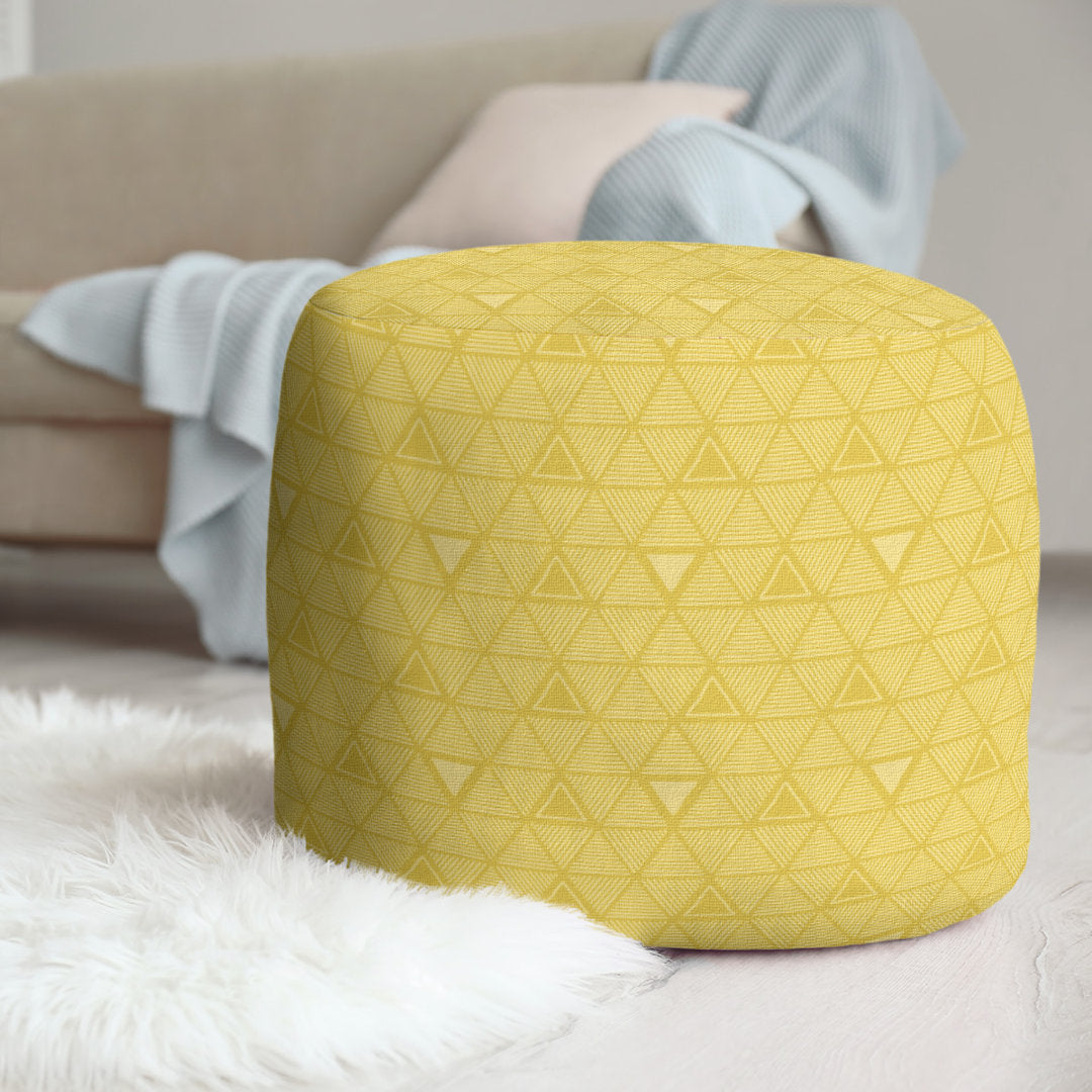 Full Color Hand Drawn Triangles Pouf East Urban Home Upholstery Color: Medium Yellow