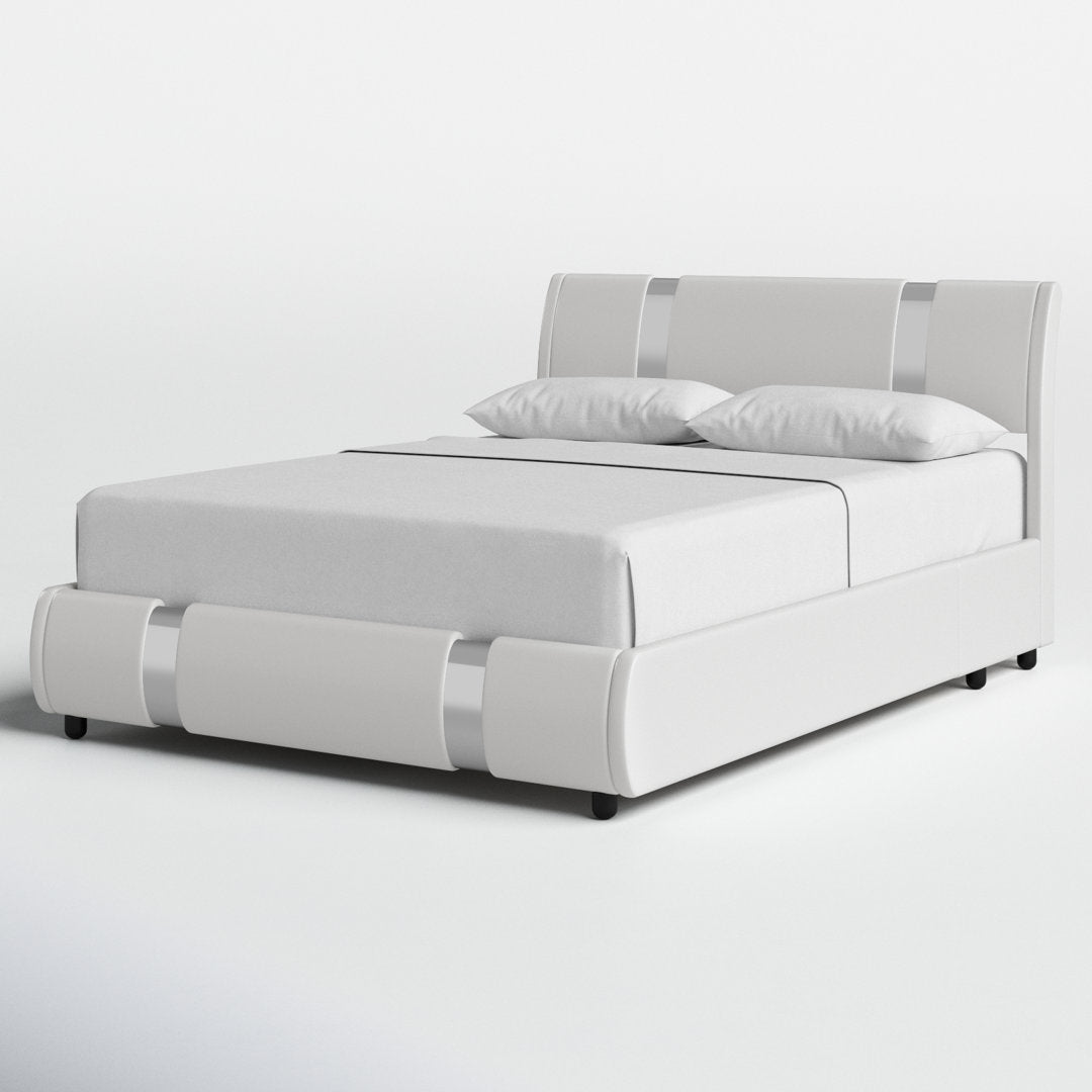 Conshohocken Low Profile Modern Leather Upholstered Platform Bed Frame with Adjustable Headboard Wade Logan® Color: White Size: Queen