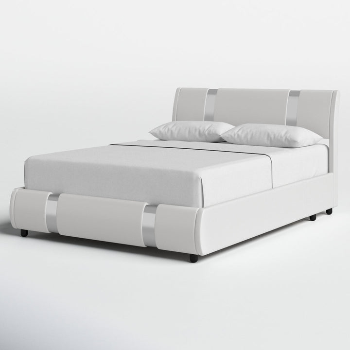 Conshohocken Low Profile Modern Leather Upholstered Platform Bed Frame with Adjustable Headboard Wade Logan® Color: White Size: Queen
