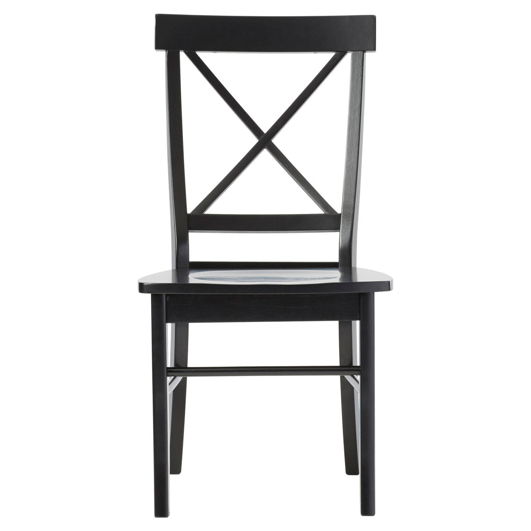 Solid Wood Cross Back Side Chair (Set of 2) August Grove® Color: Black