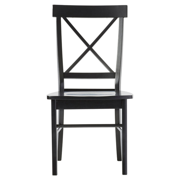 Solid Wood Cross Back Side Chair (Set of 2) August Grove® Color: Black