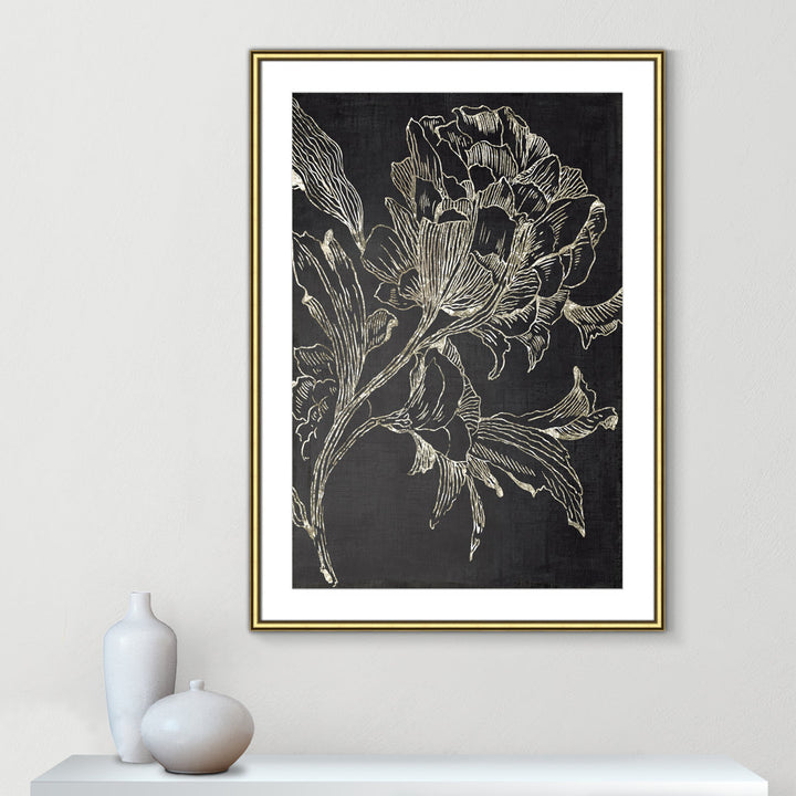 Golden Flower Folklore I by Asia Jensen - Picture Frame Graphic Art Print Joss & Main Size: 42.75" H x 30.75" W Format: Gold Framed