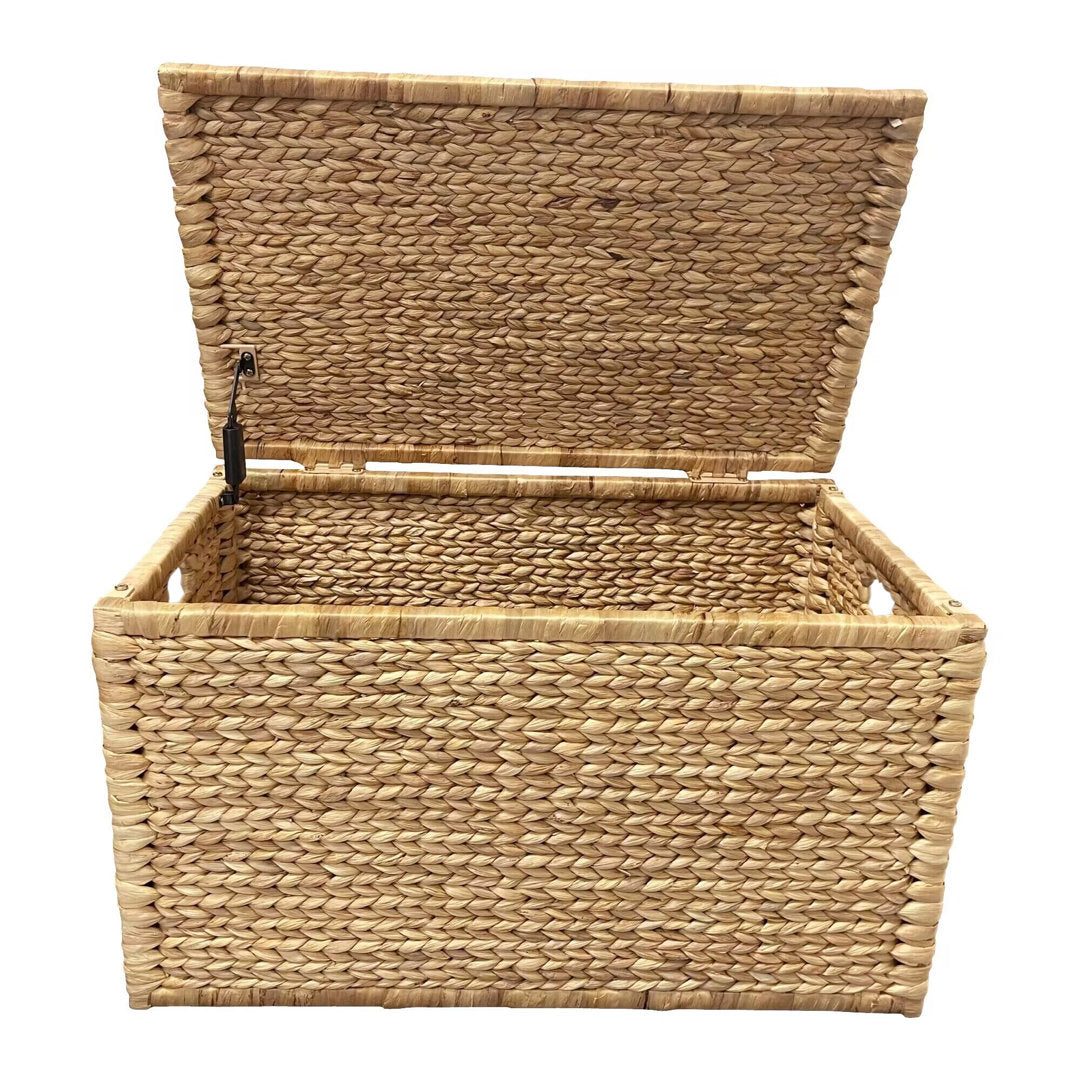 Ved Heavy-duty Water Hyacinth Wicker Storage Trunk with Metal Frame Highland Dunes Color: Natural