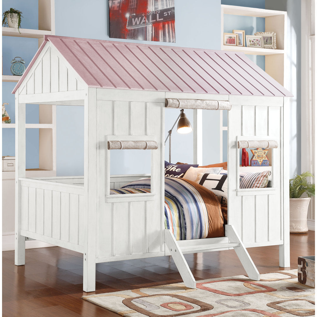 Diemer Full Canopy Standard Bed by Viv + Rae™ Viv + Rae™ Bed Frame Color: White/Pink