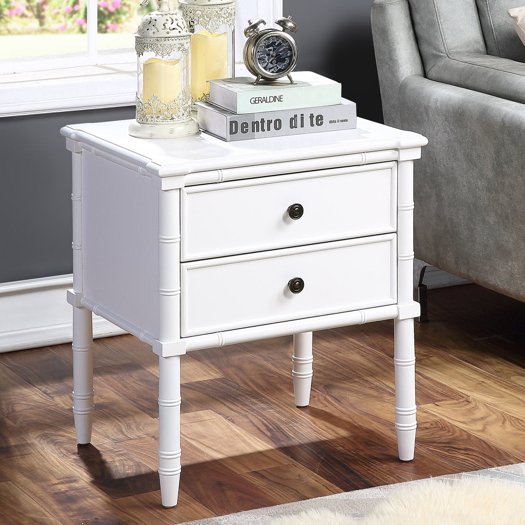 Peggy 2-Drawer Nightstand Three Posts™ Color: White