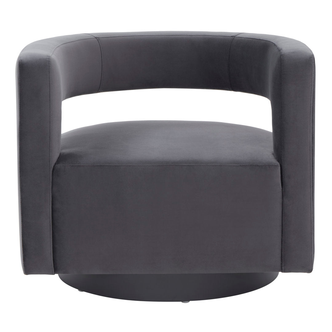 Keegan 31.1" W Velvet Swivel Barrel Chair Etta Avenue™ Fabric: Dark Gray Velvet