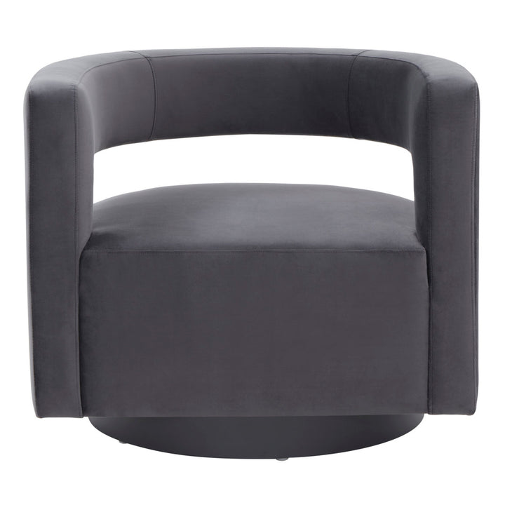 Keegan 31.1" W Velvet Swivel Barrel Chair Etta Avenue™ Fabric: Dark Gray Velvet