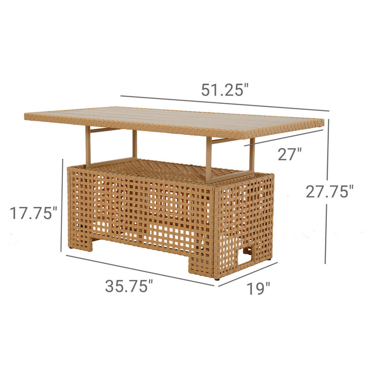 51.25'' L x 27'' W Extendable Outdoor Wicker Coffee Table Grand Patio