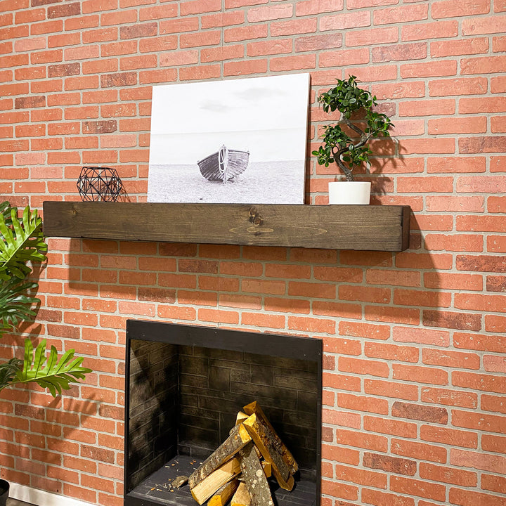 Melodye Rustic Fireplace Shelf Mantel Ebern Designs Shelf Length: 36 in., Finish: Jacobean