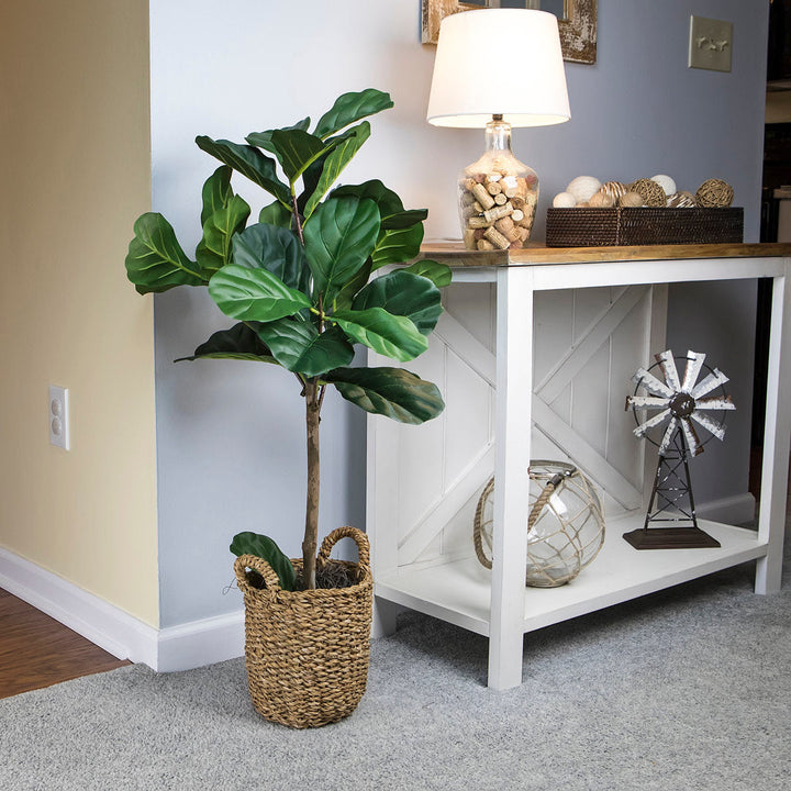 30" Artificial Fiddle Leaf Fig Tree in Basket Joss & Main