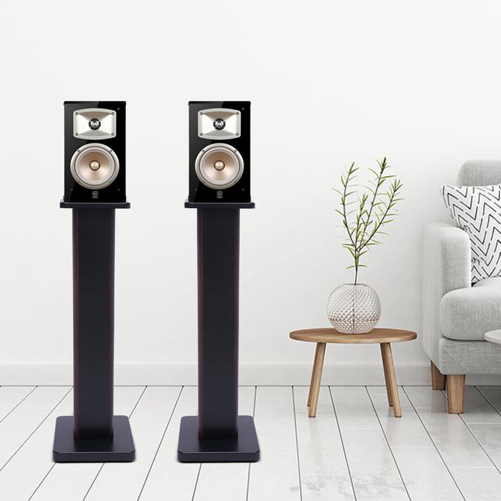 Wood 27.6" Fixed Height Speaker Stand (Set of 2) Latitude Run® Finish: Dark Brown